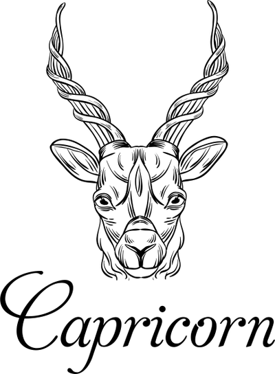 Modern Capricorn Illustration Hand Stamp