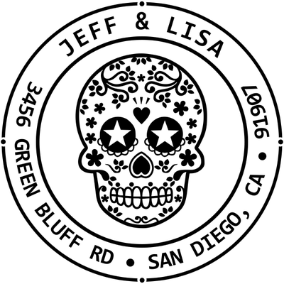 Sugar Skull Two Round Address Stamp