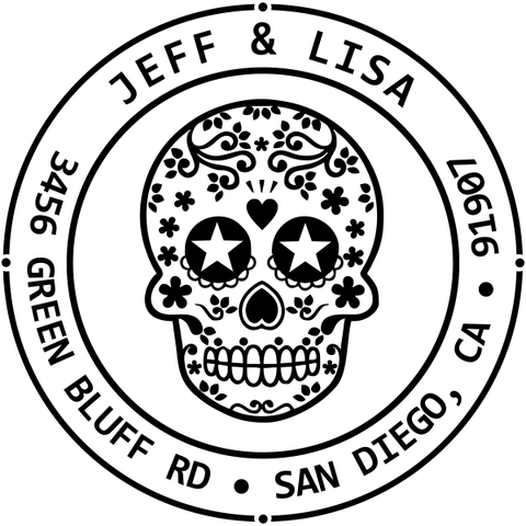 Sugar Skull Two Round Address Stamp
