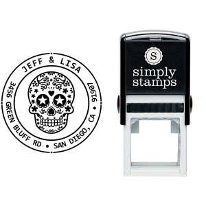 Sugar Skull Two Round Address Stamp Body and Design