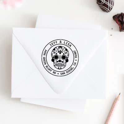 Sugar Skull Eleven Round Address Stamp - alternate view