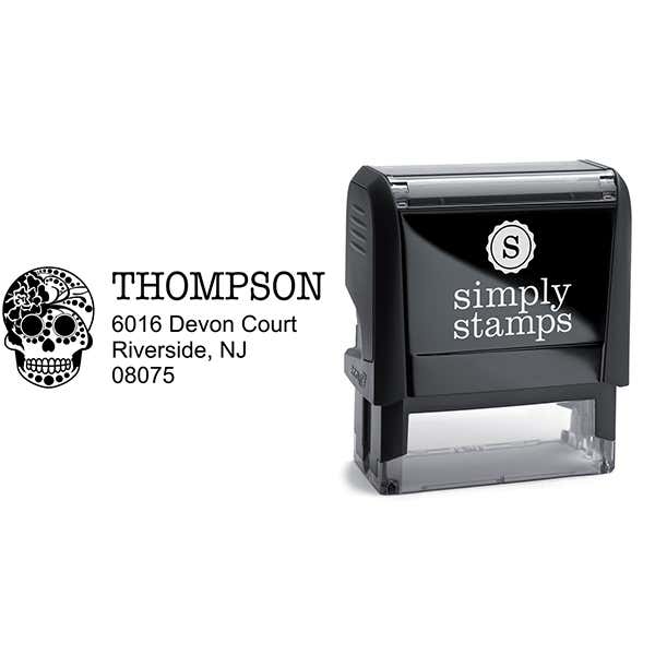 Sugar Skull Twenty Four Address Stamp Body and Design
