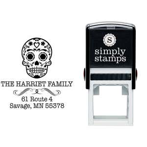 Sugar Skull Tucker Return Address Stamp Body and Design