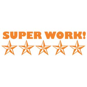 Feedback - 5 Stars SUPER WORK! Rubber Teacher Stamp