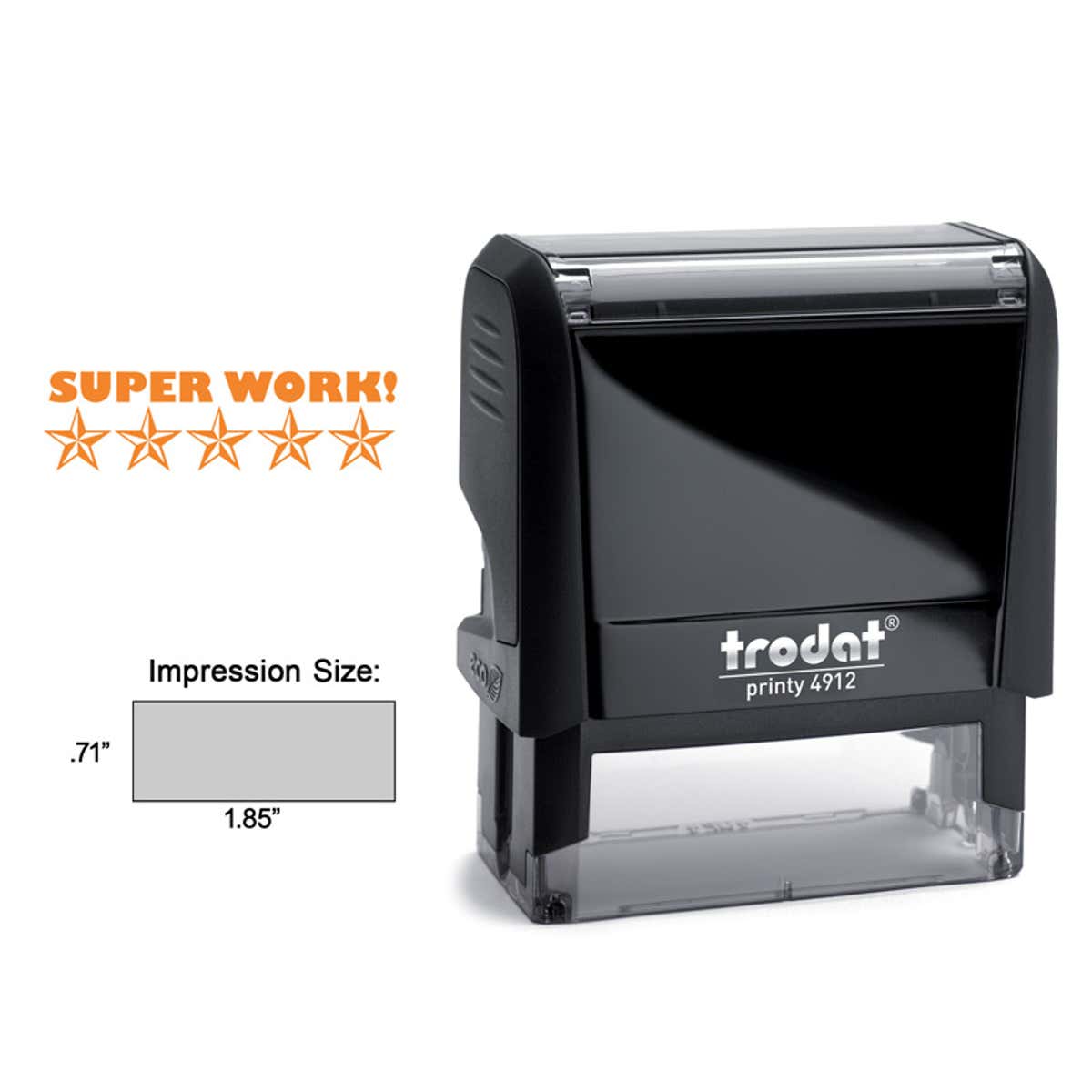 Sizing chart for the 5 Stars Super Work! Teacher Stamp