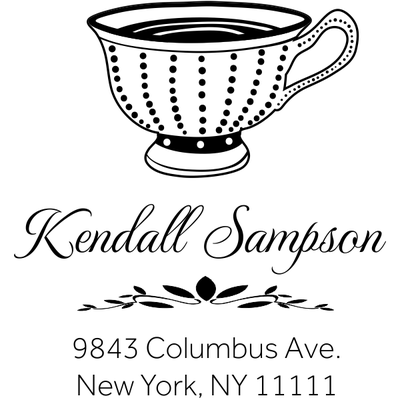 Dot Victorian Tea Cup Address Stamp