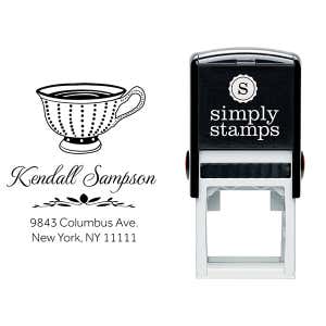 Dot Victorian Tea Cup Address Stamp Body and Design