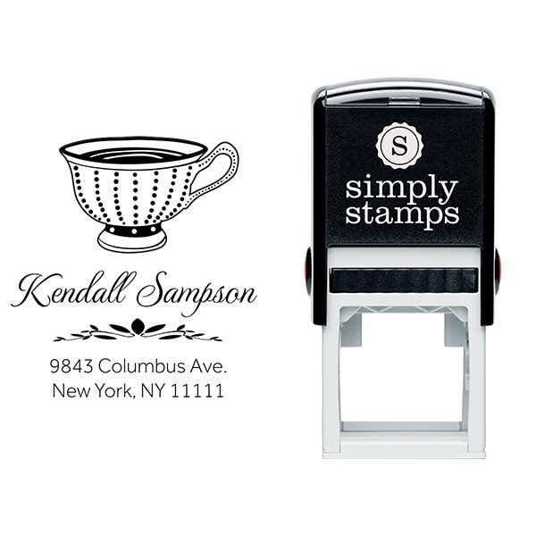 Dot Victorian Tea Cup Address Stamp Body and Design