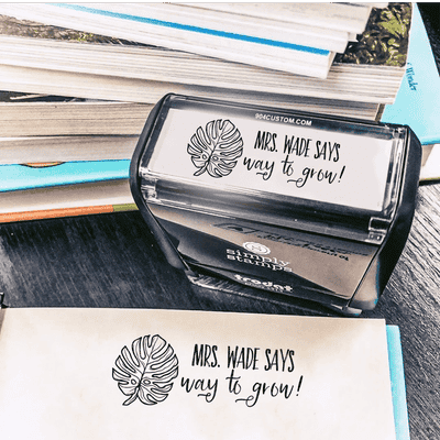 Monstera Leaf 'Way to Grow' Teacher Stamp - alternate view