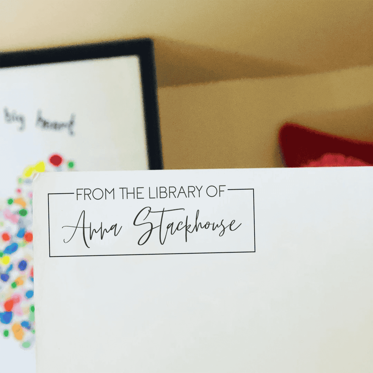 Trendy Script 'From the Library of' Teacher Stamp