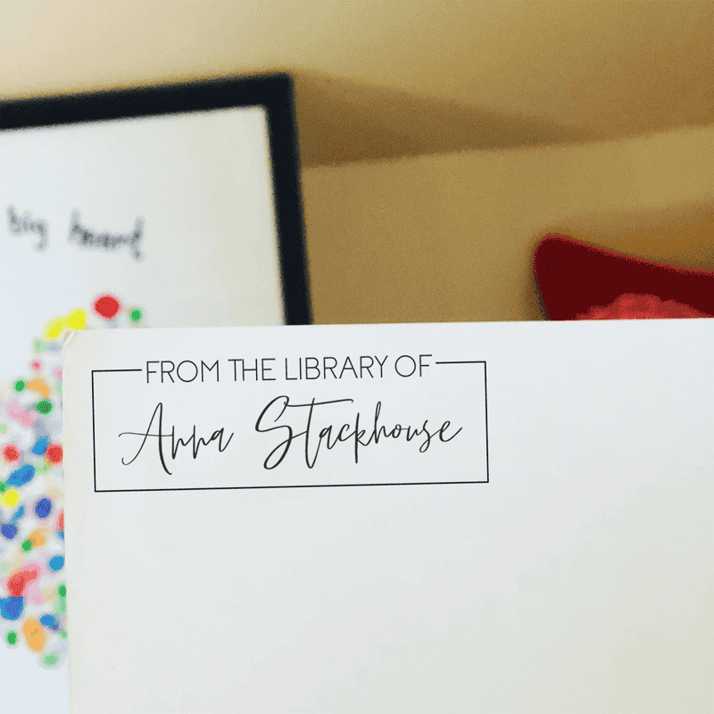 Trendy Script 'From the Library of' Teacher Stamp