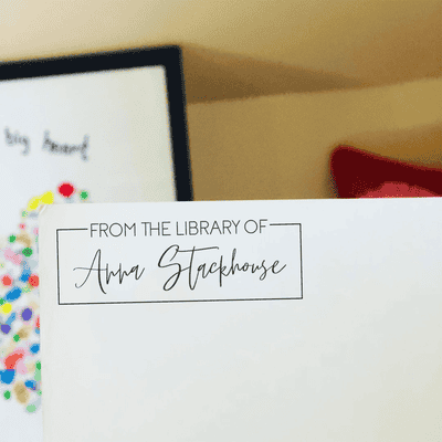 Trendy Script 'From the Library of' Teacher Stamp - alternate view