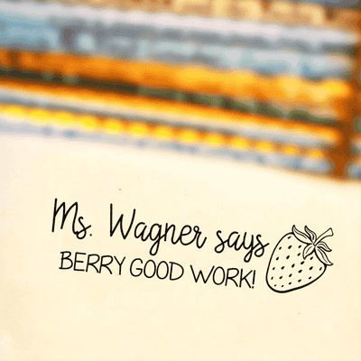 Strawberry Doodle 'Berry Good Work' Grading Stamp - alternate view