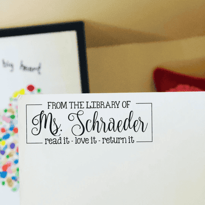 Playful Script 'From the Library of' Teacher Stamp - alternate view