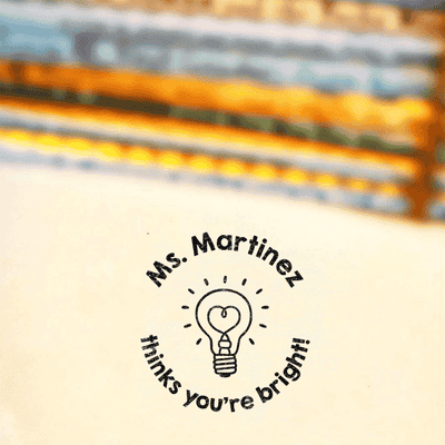 Cute Lightbulb 'You're Brilliant' Grading Stamp - alternate view