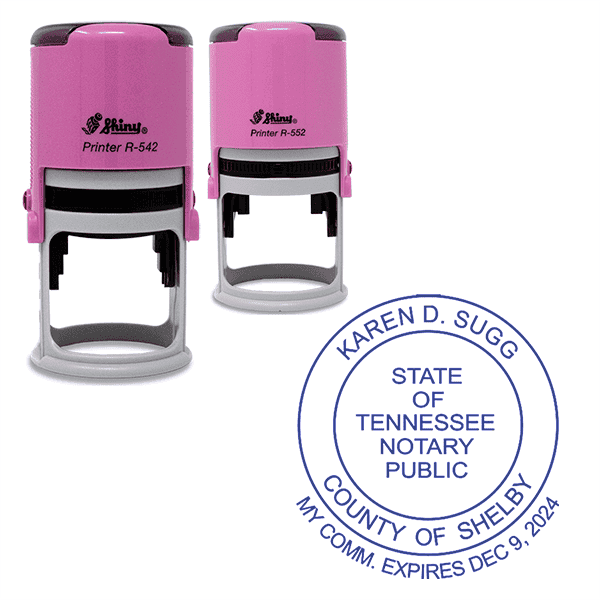 Tennessee With Date Below Pink Round Notary Stamp
