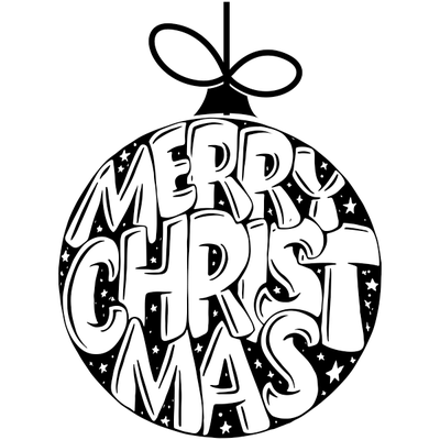 Merry Christmas Text Ornament Craft Stamp | 2" x 2"