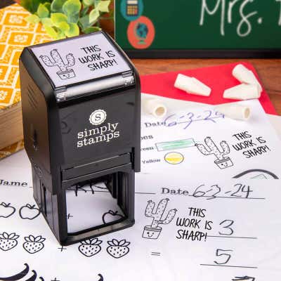 Sharp Work Cactus Teacher Stamp - alternate view