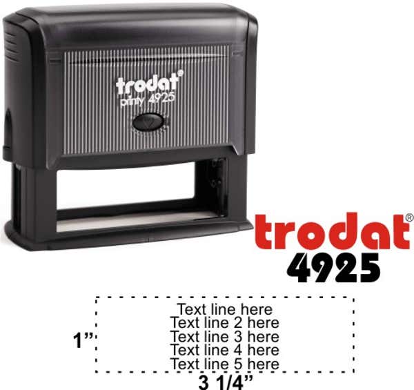 Trodat 4925 Wide Custom 5 Line Text Stamp