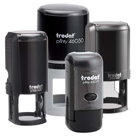 Round Custom Self-Inking Stamp with Personalized Text, Logo or Art by Trodat (Printy Series, Multiple Sizes & Colors)