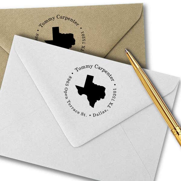 Texas Round Address Stamp Imprint Example