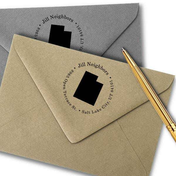 Utah Round Address Stamp Imprint Example