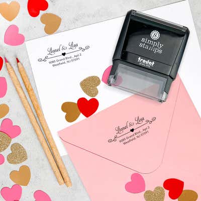 Heart Curly Return Address Stamp - alternate view
