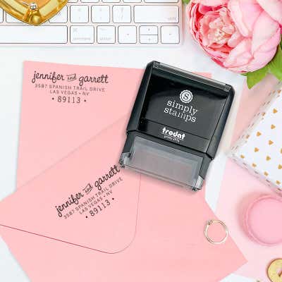 Pinafore Wedding Return Address Stamp - alternate view