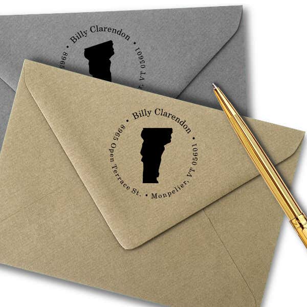Vermont Round Address Stamp Imprint Example