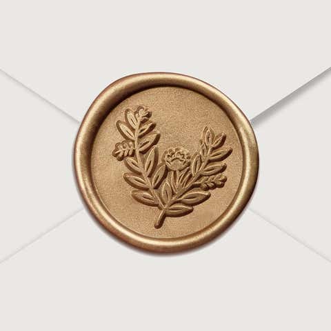 Gold Wax Seal Sticker, Eucalyptus Design