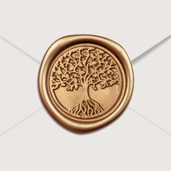 Gold Wax Seal Sticker, Tree of Life Design