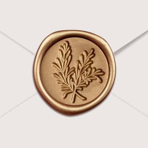 Gold Wax Seal Sticker, Rosemary Design