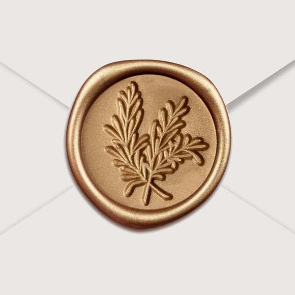 Gold Wax Seal Sticker, Rosemary Design
