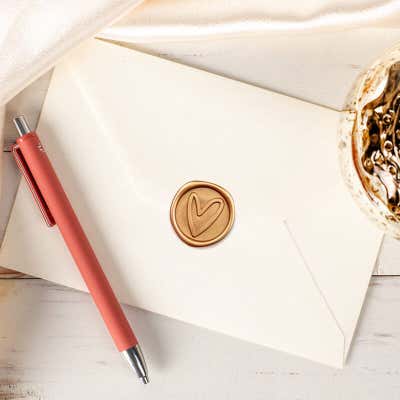 Gold Wax Seal Sticker, Heart Design - alternate view