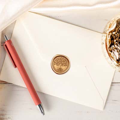 Gold Wax Seal Sticker, Tree of Life Design - alternate view
