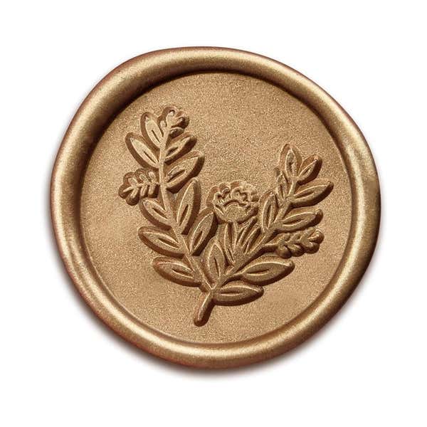 Gold Wax Seal Sticker, Eucalyptus Design Isolated on a White Background