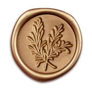 Gold Wax Seal Sticker, Rosemary Design Isolated on a White Background