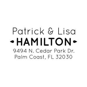 Drops Couple Address Stamp Design on white background