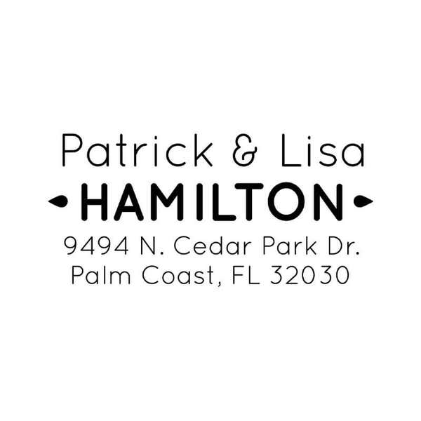 Drops Couple Address Stamp Design on white background