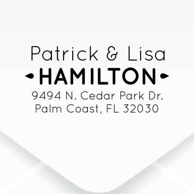 Drops Couple Address Stamp on Envelope