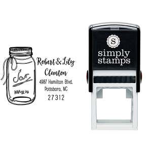 Mason Jar Couple Address Stamp Body and Design