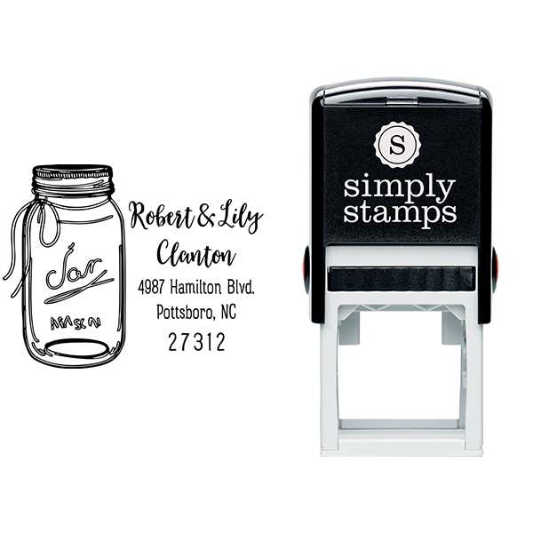 Mason Jar Couple Address Stamp Body and Design