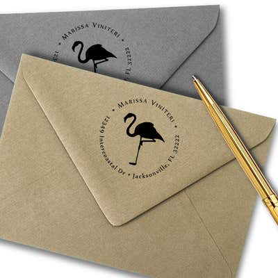 Flamingo Return Address Stamp - alternate view