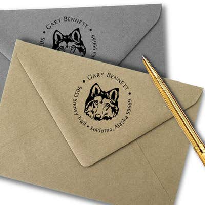 Wolf Face Return Address Stamp - alternate view