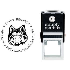 Wolf Face Return Address Stamp Body and Design