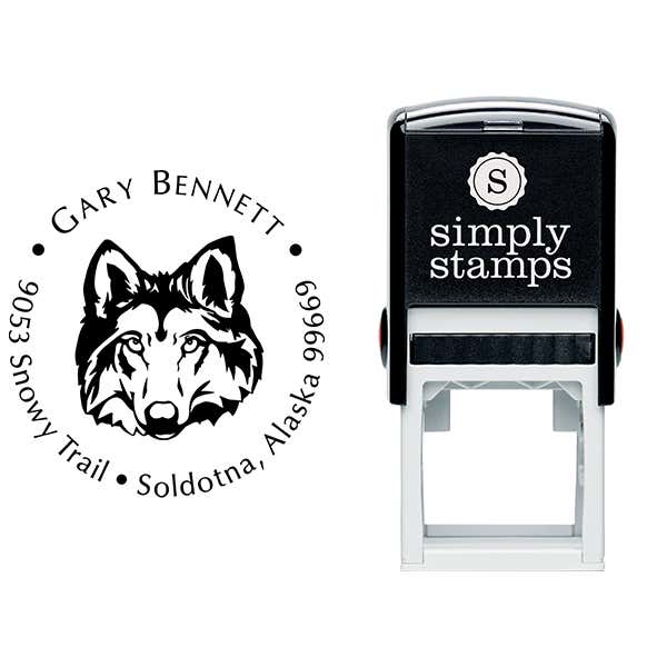 Wolf Face Return Address Stamp Body and Design
