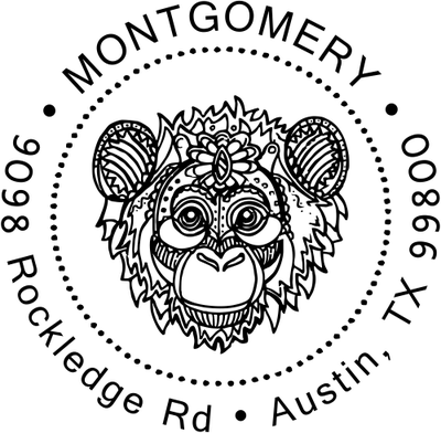 Funky Monkey Head Return Address Stamp