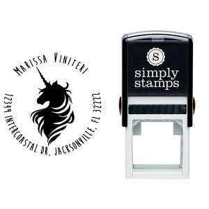 Magical Unicorn Round Return Address Stamp Body and Design