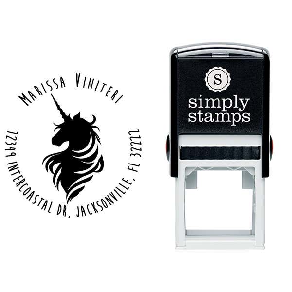 Magical Unicorn Round Return Address Stamp Body and Design