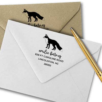Red Fox Custom Animal Return Address Stamp - alternate view